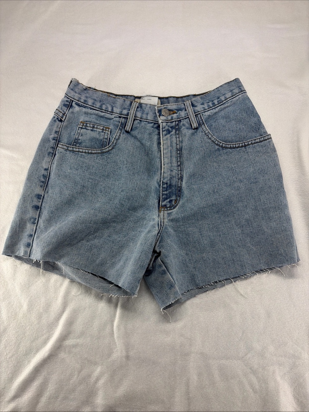 Guess Vintage Light Blue Raw-Hem Denim Shorts Made in USA